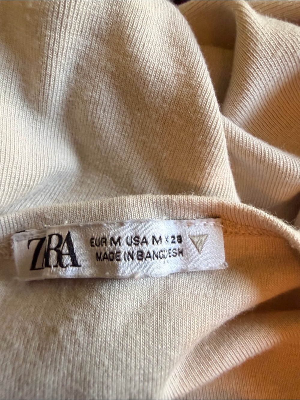 Zara Cream Ribbed Crop Top - Picture 6 of 6